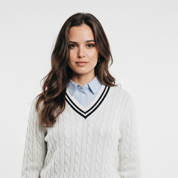Tommy Knitted sweater with shirt collar (High Copy)