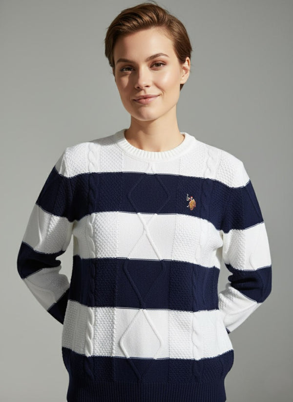 USPOLO Cable Knit round-Neck Sweater